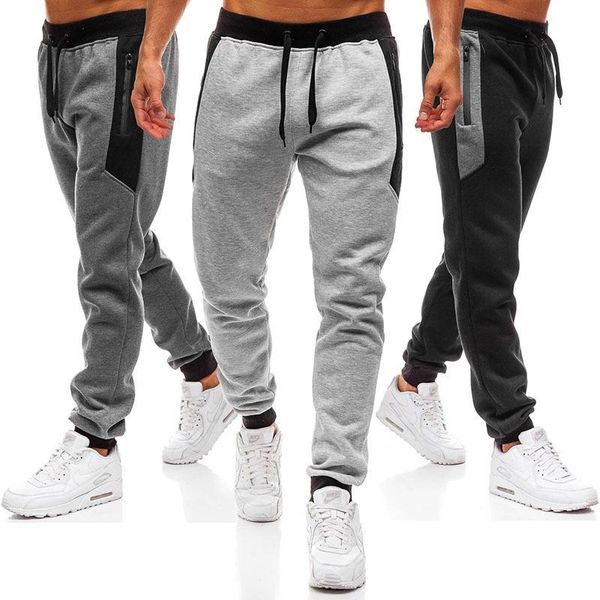 

men's jeans spring sweatpants zipper pocket rib insert color casual pants k40, Blue