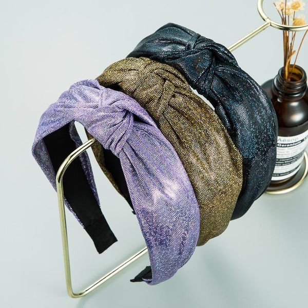 

hair clips & barrettes elegan korean shiny fabric bowknot headband for woman vintage hand made knotted twisted hairband girls washing fa, Golden;silver
