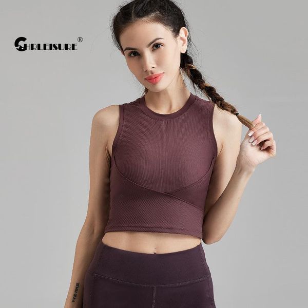 

thread yoga gather external wear running sports vest round neckline breathable comfortable fitness bra outfit