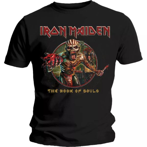 

iron maiden book of souls eddie circle authorized man shirt, White;black