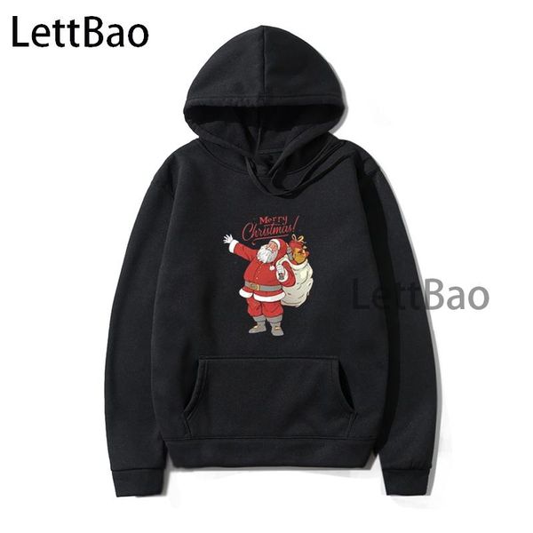 

men's hoodies & sweatshirts merry christmas autumn and winter fashion streetwear long sleeve warm pullover sweatshirt oversized casual, Black
