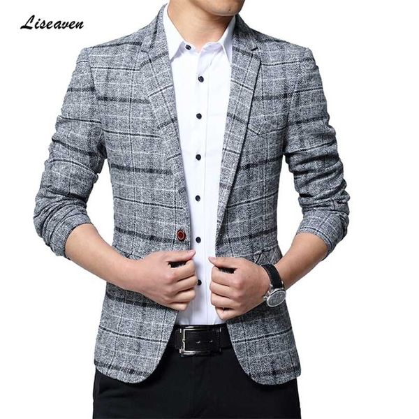 

liseaven blazers men jackets arrival male plus size 5xl slim fit coat s blazer jacket 211110, Black;brown