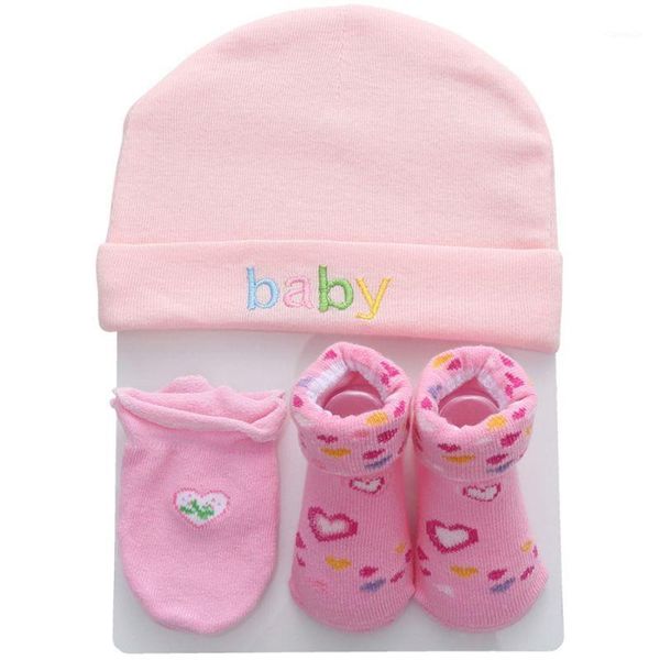 

socks 900c cute baby boys girls set cartoon cotton hat and gloves, Pink;yellow