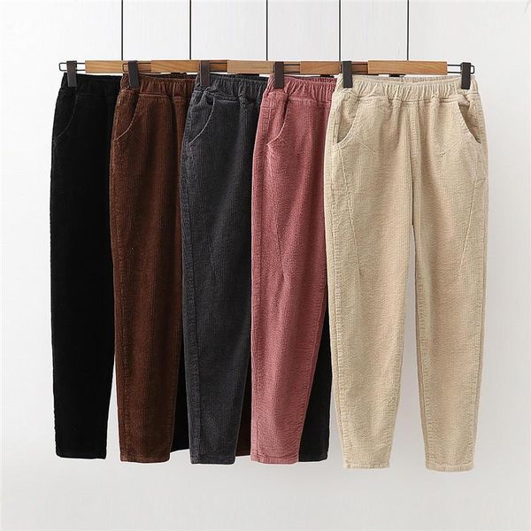 

women's pants & capris corduroy women clothes high waist harem pantalon femme plus size loose streetwear trousers 3xl q2762, Black;white