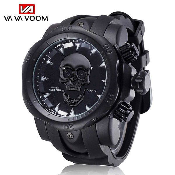 Cool Big Men's Watches Fashion Skull Brand Clock Cinturino in silicone impermeabile Uomo Orologio da polso Sport Ora Uomo Data Autentico marchio X0625