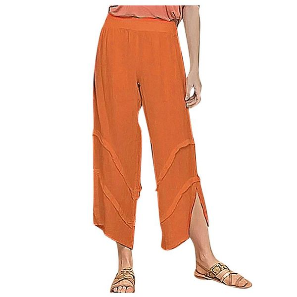 

women's pants & capris wide leg women casual cotton linen loose bloomers fitness dance wear split trousers plus size elastic palazzo, Black;white
