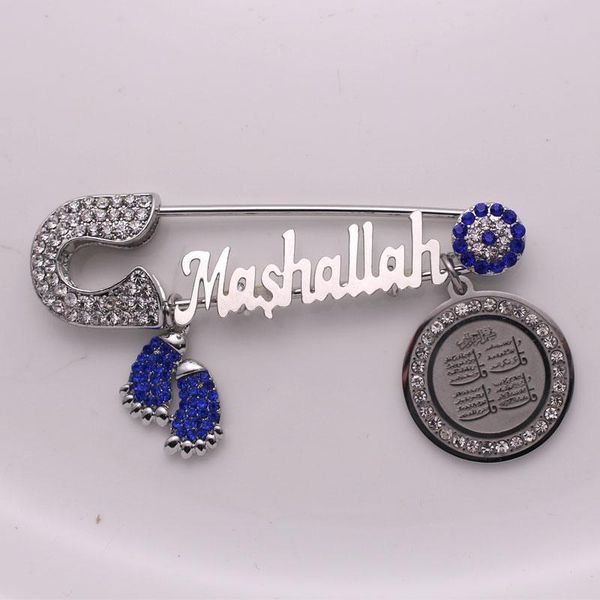 

pins, brooches muslim islam turkish evil eye koran four qul suras mashallah stainless steel brooch baby pin, Gray