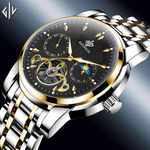 

men automatic rvs fashion skeleton sports men's watches clock, Slivery;brown