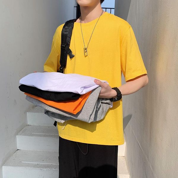 

men's t-shirts mrmt 2021 brand solid color short sleeved t shirt loose combed cotton round neck pure bottoming men, White;black