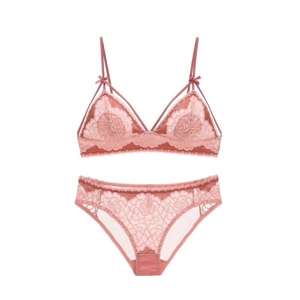 

triangle cup bra suit thin no sponge steel ring lace underwear, Red;black