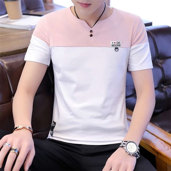 

men's t-shirts t shirt summer fashion color matching short sleeve t-shirt for men 1dl9, White;black