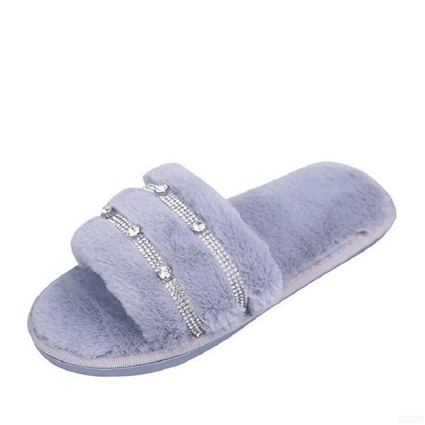 

slippers women's home plush keep warm winter slides ladies flat shoes indoor soft comfort faux fur female footwear, Black