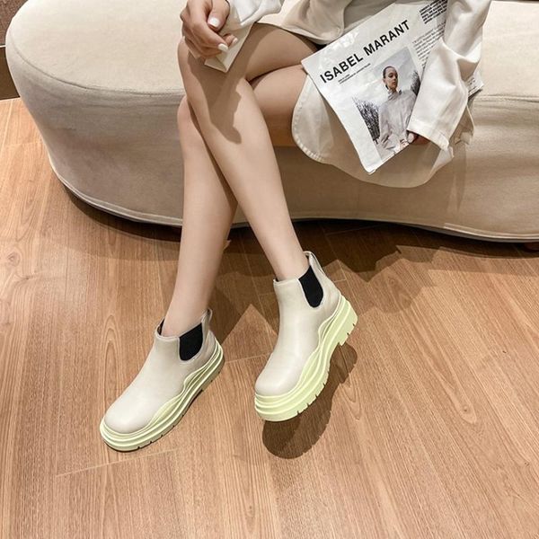 

boots autumn 2021 short tube thick soled leather women's m-920, Black