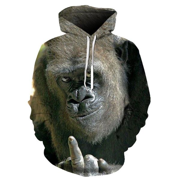 

men's hoodies & sweatshirts autumn animal gorilla / monkey hoodie men and women 3d sweatshirt oil orangutan print hooded jacket hip hop, Black