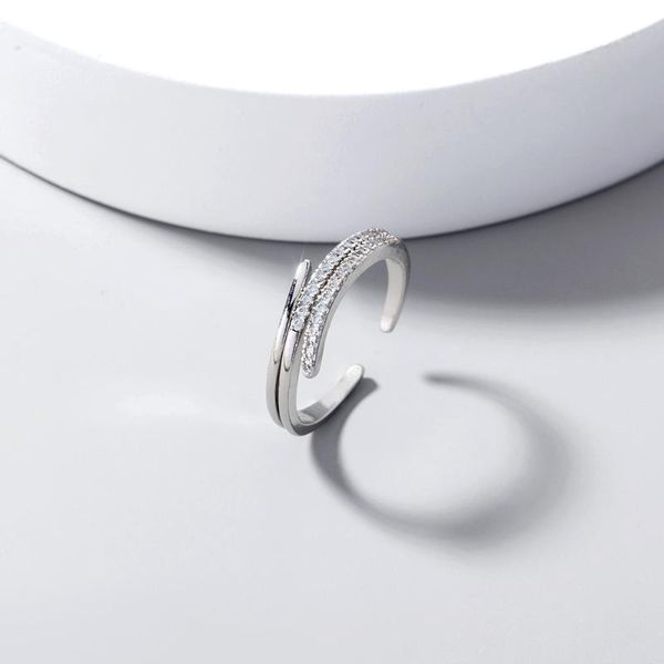 

wedding rings juorest solid 925 silver for women snake zirconia ring multi layer bridal engagement finger trendy jewelry, Slivery;golden