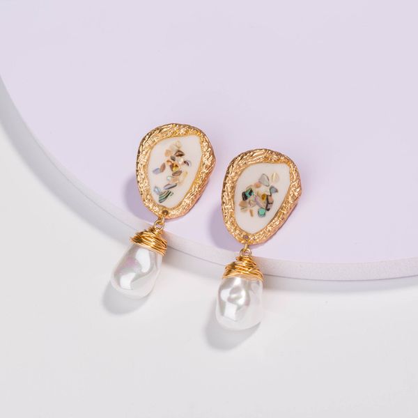 

fashion personality trendy dangle earrings metal earrings imitation pearls jewelry minimalist geometric earring, Silver