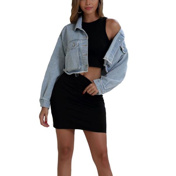 

women's jackets ly women denim female long-sleeved casual mini coat do99, Black;brown