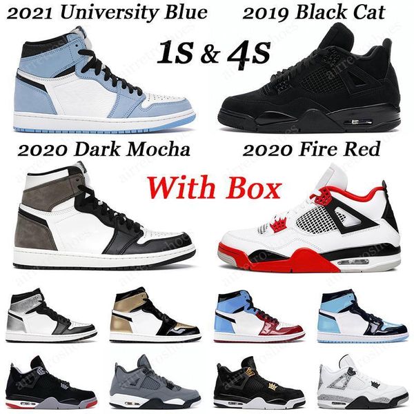 

1 basketball shoes men women 2021 university blue 1s silver toe obsidian unc 4s black cat white cement outdoor mens sports sneakers