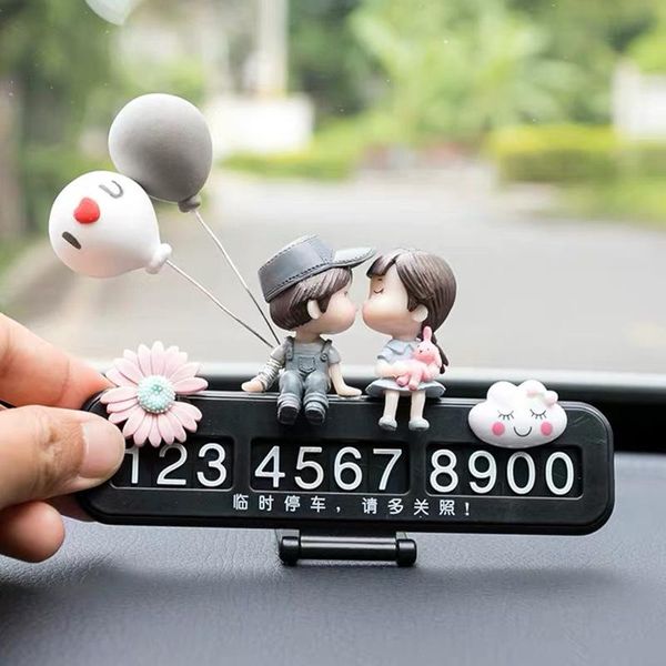 

interior decorations lovers cute car decoration temporary parking sign telephone number hidden card auto accessories