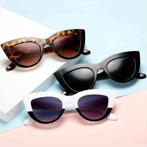 

fashion cat eye sunglasses women brand designer vintage sun glasses female glasses for leopard gafas de sol uv400, White;black