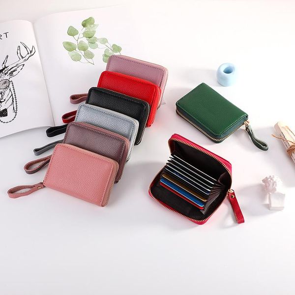 

card holders bag women's real pickup set men's multi-card bit mini zipper small wallet phone holder wallets for women, Brown;gray