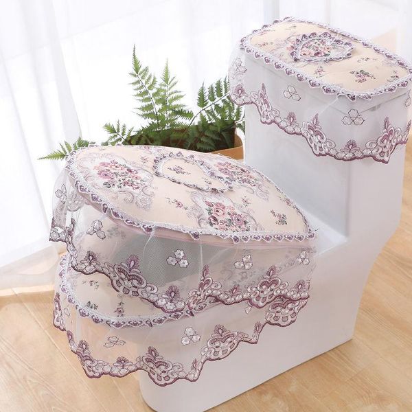 

toilet seat covers summer three-piece european style lace cover household set