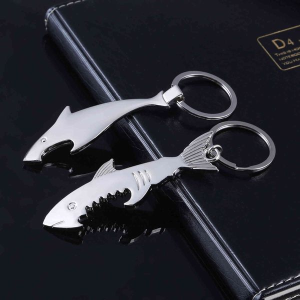 

shark beer metal bottle opener chain creative opening practical small gift key accessories pendant, Slivery;golden