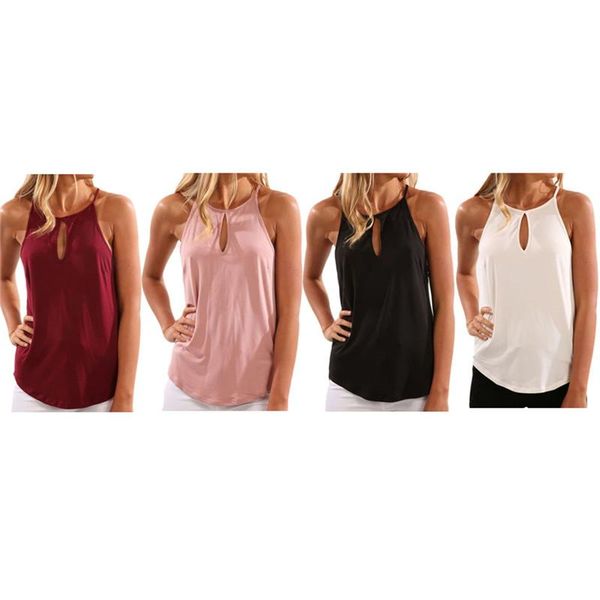 

women's tanks & camis hallow out slim fit summer women vest bottoming pullover solid sleeveless casual tank, White