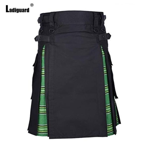 

men's pants ladiguard plus size men casual shorts 2021 patchwork plaid short bottom lace-up male fashion ripped, Black