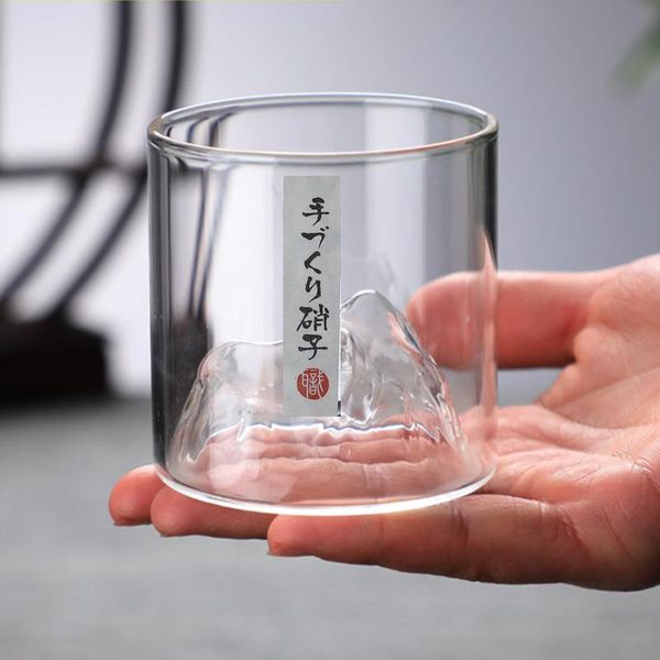 

wine glasses japanese style whiskey glass tea cup mountain transparent heat-resistant red