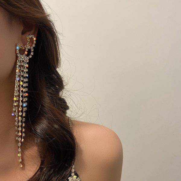 

925 silver needle full diamond long tassel earrings, fashion dongdamen fashion student, sweet and simple earrings, female