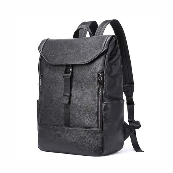 Rucksack Herren Leder Multi-Pocket Große Kapazität Outdoor-Reise 14-Zoll-Computertasche Luftpolstergurt