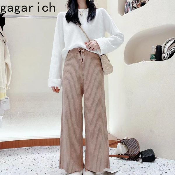 

women's pants & capris gagarich women pant 2021 spring autumn korean chic pure color versatile niche loose slimming high-rise straight-, Black;white
