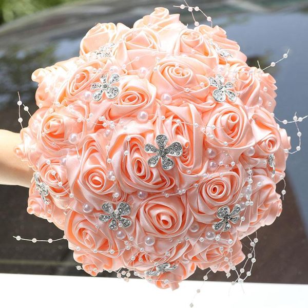 

decorative flowers & wreaths wedding bouquet bridal holding lace beaded bouquets diamond pearl buque noiva bridesmaid mariage gift w809b