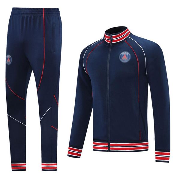 

gym clothing european french football club men's training wear long sleeve breathable sportswear (jacket + pants) neymar mbappÃ©, White;black