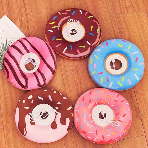 

cute donuts round circle pet protective collar adjustable dog cat neck cone recovery anti-bite collars & leads