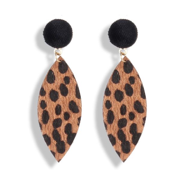 Mode Vintage Samt Ohrringe Lange Blätter Baumeln Geometrische Leopard Print Ohrringe Weiblichen Charme Schmuck