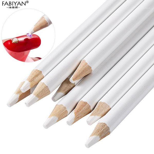 

10/30/50/100pcs/set nail art wax pen rhinestone crystal gems picker decorations dotting pencil manicure tools wood white1, Silver