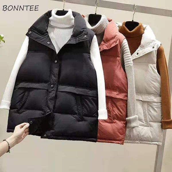 

women's vests vest women plus size students winter clothes cold-proof black casual waistcoats womens arrivals ulzzang with pockets, Black;white