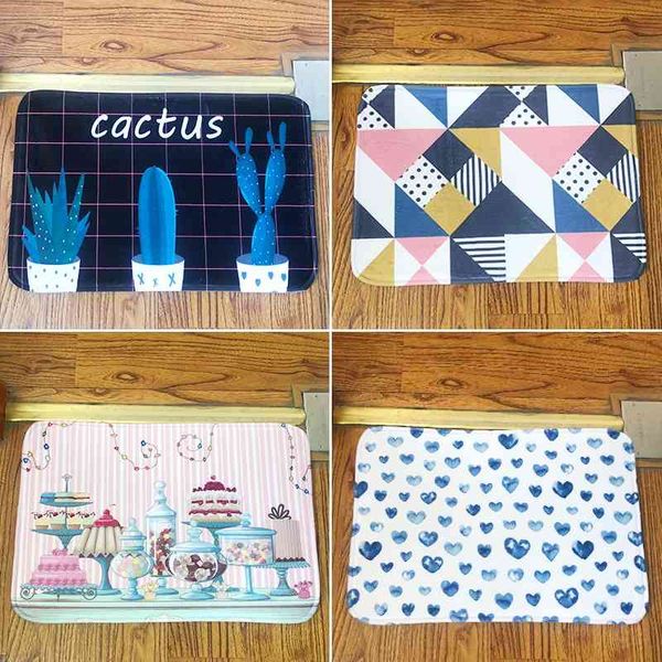 

flannel printed nordic style absorbent thickened floor bedroom living room machine washable carpet non slip mat