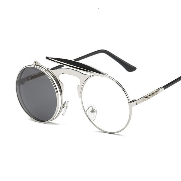 

metal punk steam flip men's and women's trendy sunglasses 3057