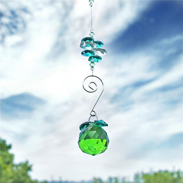 

h&d 30mm crystal ball suncatcher rainbow maker chandelier prism window hanging ornament home yard wedding decor gift (green) garden decorati