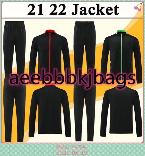 

21 22 pogba rashford full zip tracksuits mens soccer jerseys mata martial cavani fernandes jacket set black green football shirt