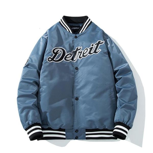 

men's down & parkas 2021 jackets letter embroidery bomber fall winter hip hop streetwear casual warm coat fashion men clothing outwear, Black