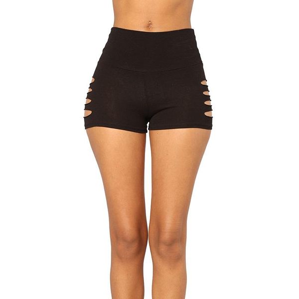 

women's shorts summer woman hollow out elastic high waist athleisure casual women leggings black sporting mini, White;black