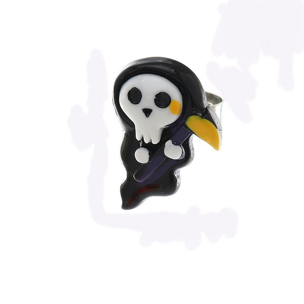

halloween horror thriller clown band rings ins design hallows day exaggerated fun acrylic resin death ghost pumpkin ring explosion simple an, Silver