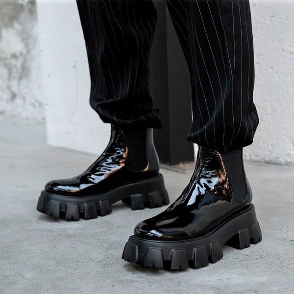 

boots bright2021 fall / winter star thi bottomed high heel women's short boots, muffin and chelsey, Black