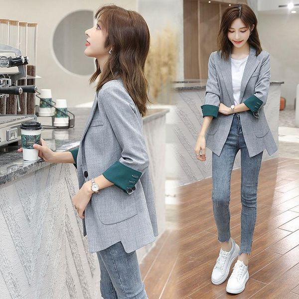 

spring autumn women korean casual single button office ladies suit blazers female vintage loose work wear outwears a18 women's suits &, White;black
