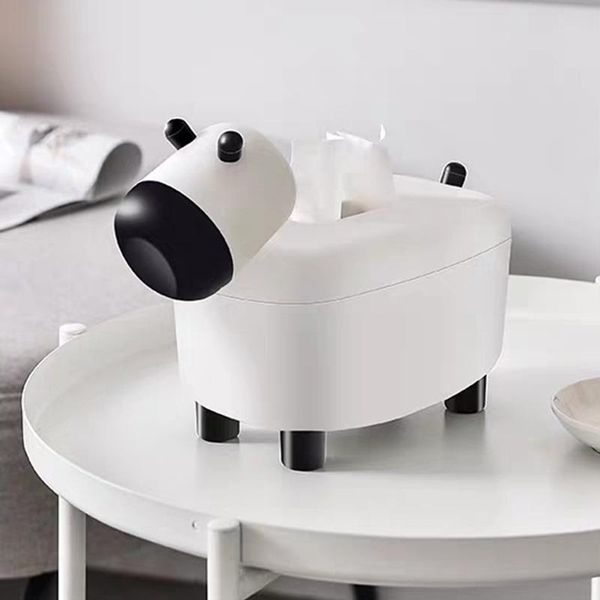

cute tissue box holder pumping wipe paper case toothpick boxes deskdecoration with disposable napkin cow shape & napkins