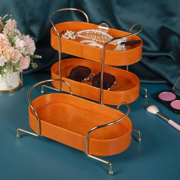 

storage boxes & bins multi-functional sundry jewelry at the door of leather tray multi-layer cosmetic shelf for deskbox